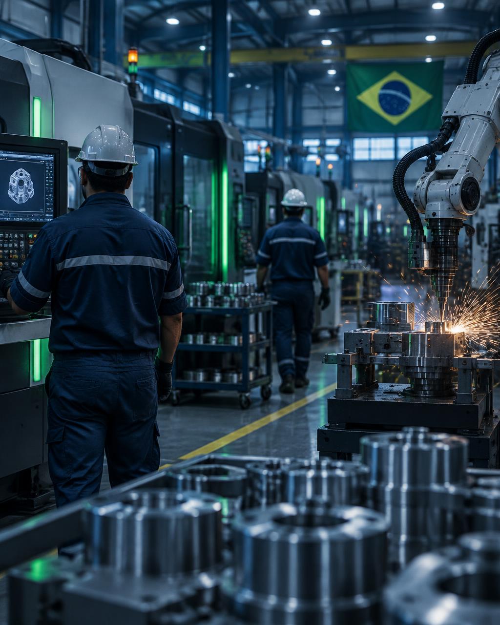 Chão de fábrica de uma indústria moderna